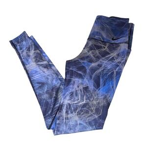 Nike Dri Fit Womens Leggings Blue Lightning Print Athletic Pants Size Medium